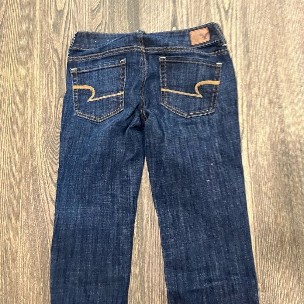 American Eagle Artist Crop Jeans Low Rise Pockets Stretch Denim Dark Wash Size 2 - Picture 12 of 12